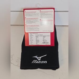 Mizuno Breathable Thermo Knit Thermal Beanie Hat Embroidered Logo Black OSMF
